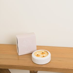 White Wood Green Holiday Candle
